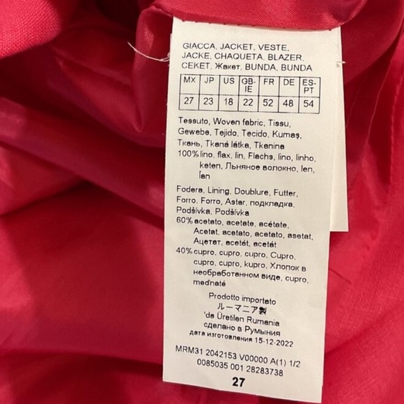 Marina Rinaldi Caterina Linen Blazer Suit 3/4 Sleeve Half Lined Hot Pink Altered - Picture 6 of 6